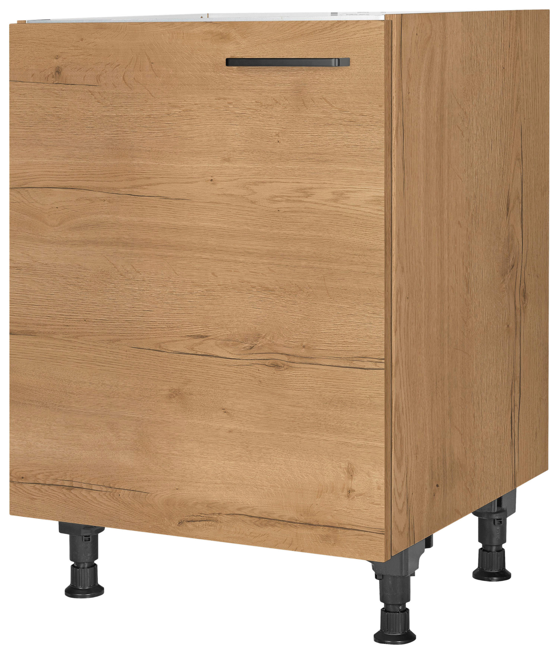 SPÜLENUNTERSCHRANK 60/87/56 cm  in Eichefarben  - Eichefarben/Schwarz, MODERN, Holzwerkstoff/Metall (60/87/56cm) - Nobilia