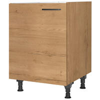 SPÜLENUNTERSCHRANK 60/87/56 cm  in Eichefarben  - Eichefarben/Schwarz, MODERN, Holzwerkstoff/Metall (60/87/56cm) - Nobilia