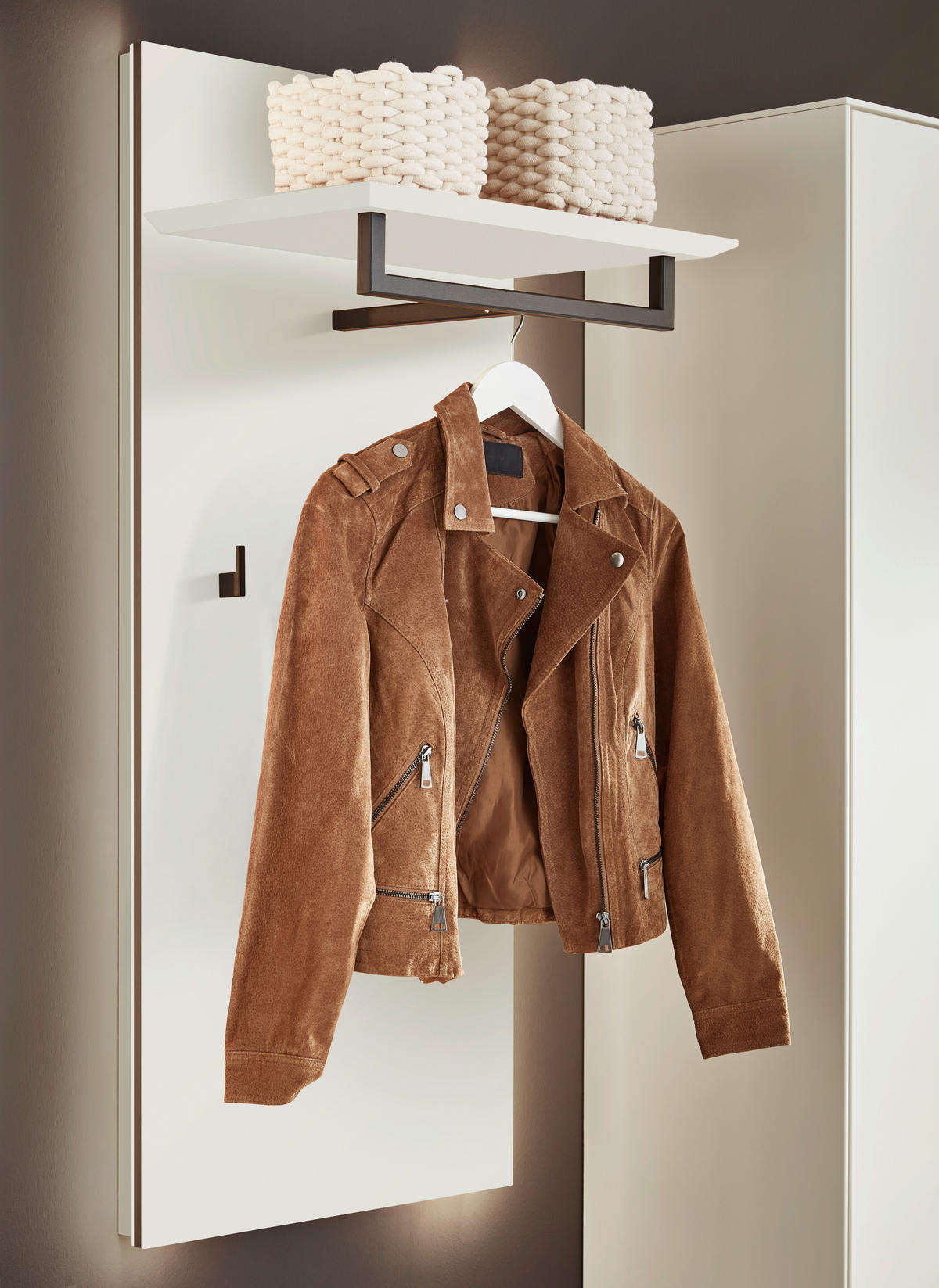 GARDE-ROBE  in 198,8/205,5/37,1 cm  - Weiss/Eichefarben, Design, Glas/Holz (198,8/205,5/37,1cm) - Dieter Knoll