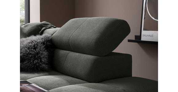 ECKSOFA in Feincord Olivgrün  - Schwarz/Olivgrün, KONVENTIONELL, Textil/Metall (311/219cm) - Hom`in