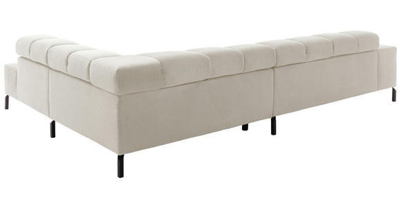 ECKSOFA Creme Cord  - Creme/Schwarz, Design, Textil/Metall (321/216cm) - Hom`in