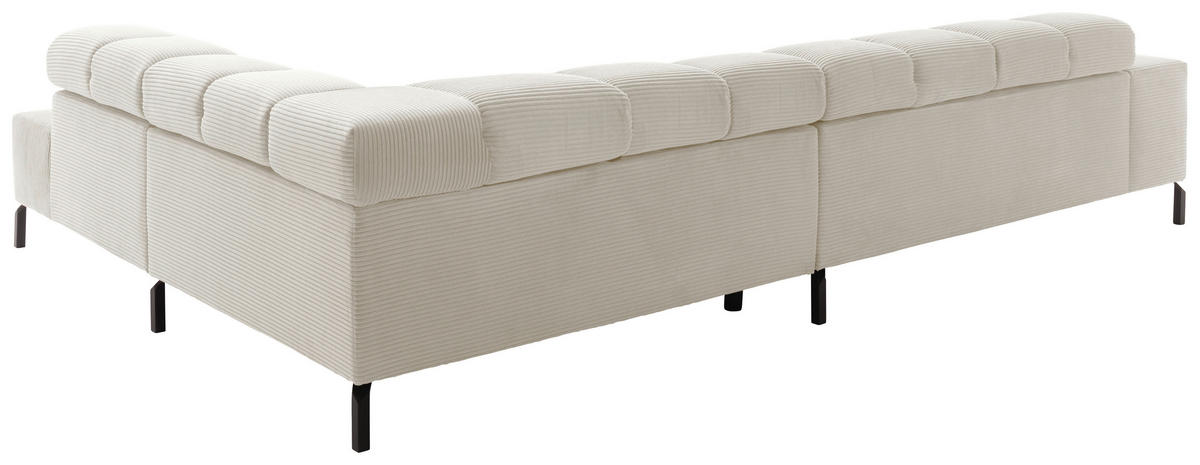 ECKSOFA inkl. Sitzvorzug Creme Cord  - Creme/Schwarz, Design, Textil/Metall (321/216cm) - Hom`in