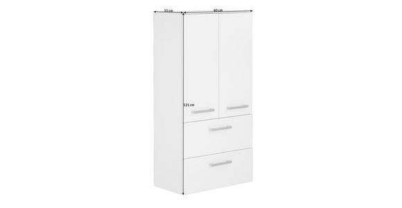 MIDISCHRANK 60/121/33 cm - Chromfarben/Weiß, Design, Glas/Holzwerkstoff (60/121/33cm) - Dieter Knoll