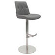 BARHOCKER Mikrofaser Grau, Edelstahlfarben Edelstahl Stoffauswahl, Sitzfläche 360° drehbar, mit Griff, automatische Rückholfunktion  - Edelstahlfarben/Grau, Design, Textil/Metall (44/86-110,5/54,5cm) - Novel