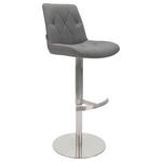 BARHOCKER Mikrofaser Grau, Edelstahlfarben Edelstahl Stoffauswahl, Sitzfläche 360° drehbar, mit Griff, automatische Rückholfunktion  - Edelstahlfarben/Grau, Design, Textil/Metall (44/86-110,5/54,5cm) - Novel