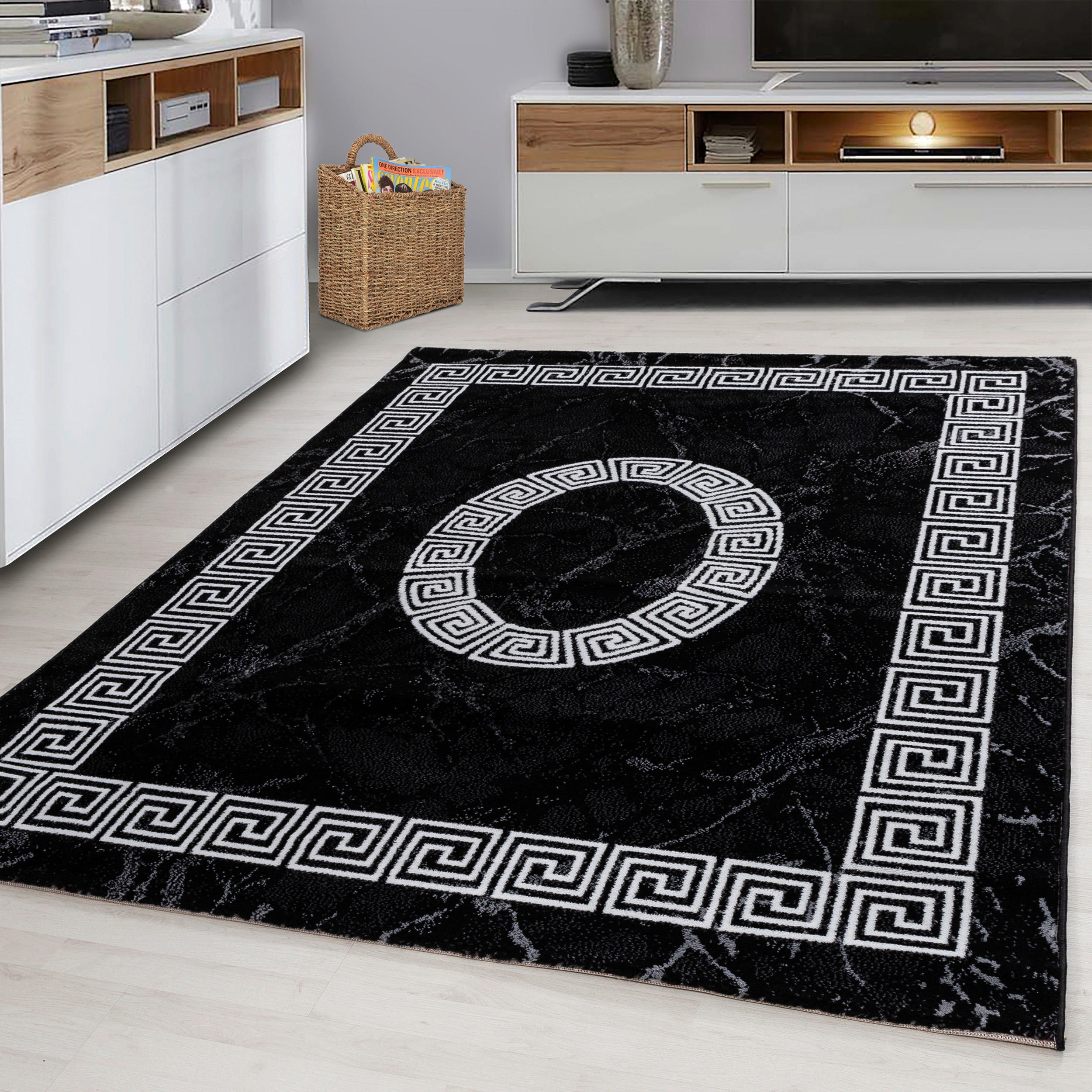 LÄUFER 80/300 cm Plus Black Schwarz, Weiß  - Schwarz/Weiß, Design, Textil (80/300cm)