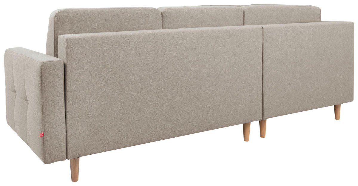 ECKSOFA in Chenille Beige  - Beige/Eiche Wotan, Konventionell, Holz/Textil (242/242cm) - MID.YOU