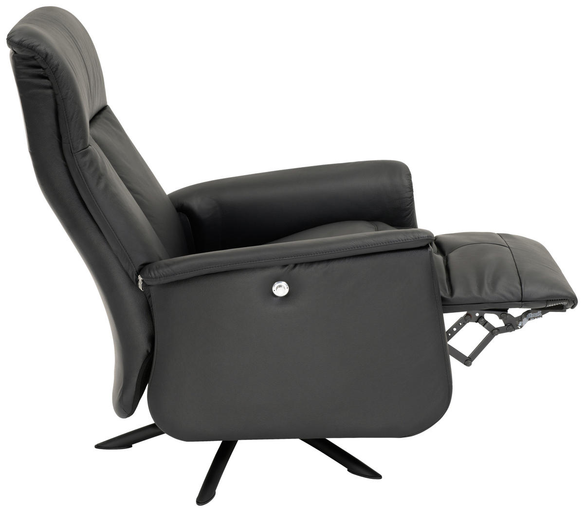 FÅTÖLJ i trä, metall, läder svart  - svart, Design, metall/läder (77/106/87cm) - Welnova