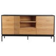 SIDEBOARD  160/80/40 cm 1 Schublade(n)  - Schwarz/Naturfarben, Design, Holzwerkstoff (160/80/40cm) - Xora