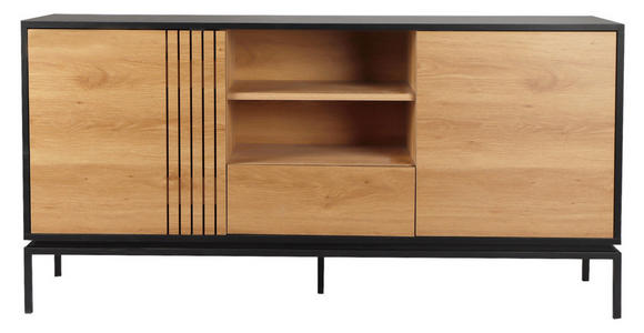 SIDEBOARD  160/80/40 cm 1 Schublade(n)  - Schwarz/Naturfarben, Design, Holzwerkstoff (160/80/40cm) - Xora