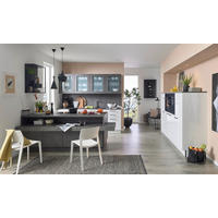 EINBAUKÜCHE DK411  - Weiß Hochglanz/Grau, Design, Holzwerkstoff - Dieter Knoll