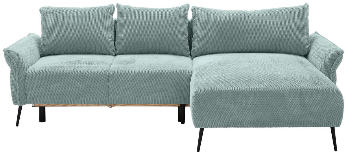 HÖRNSOFFA i chenille mintgrön  - mintgrön/svart, Klassisk, metall/textil (255/164cm) - MID.YOU