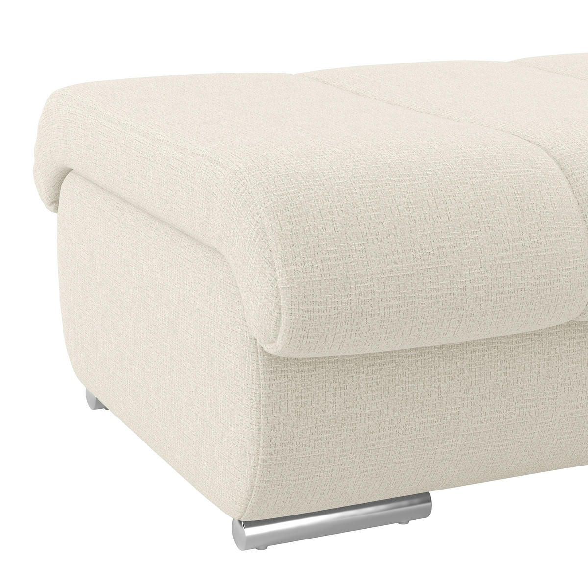 HOCKER Textil Elfenbein  - Chromfarben/Elfenbein, Modern, Textil/Metall (100/43/80cm) - Livetastic