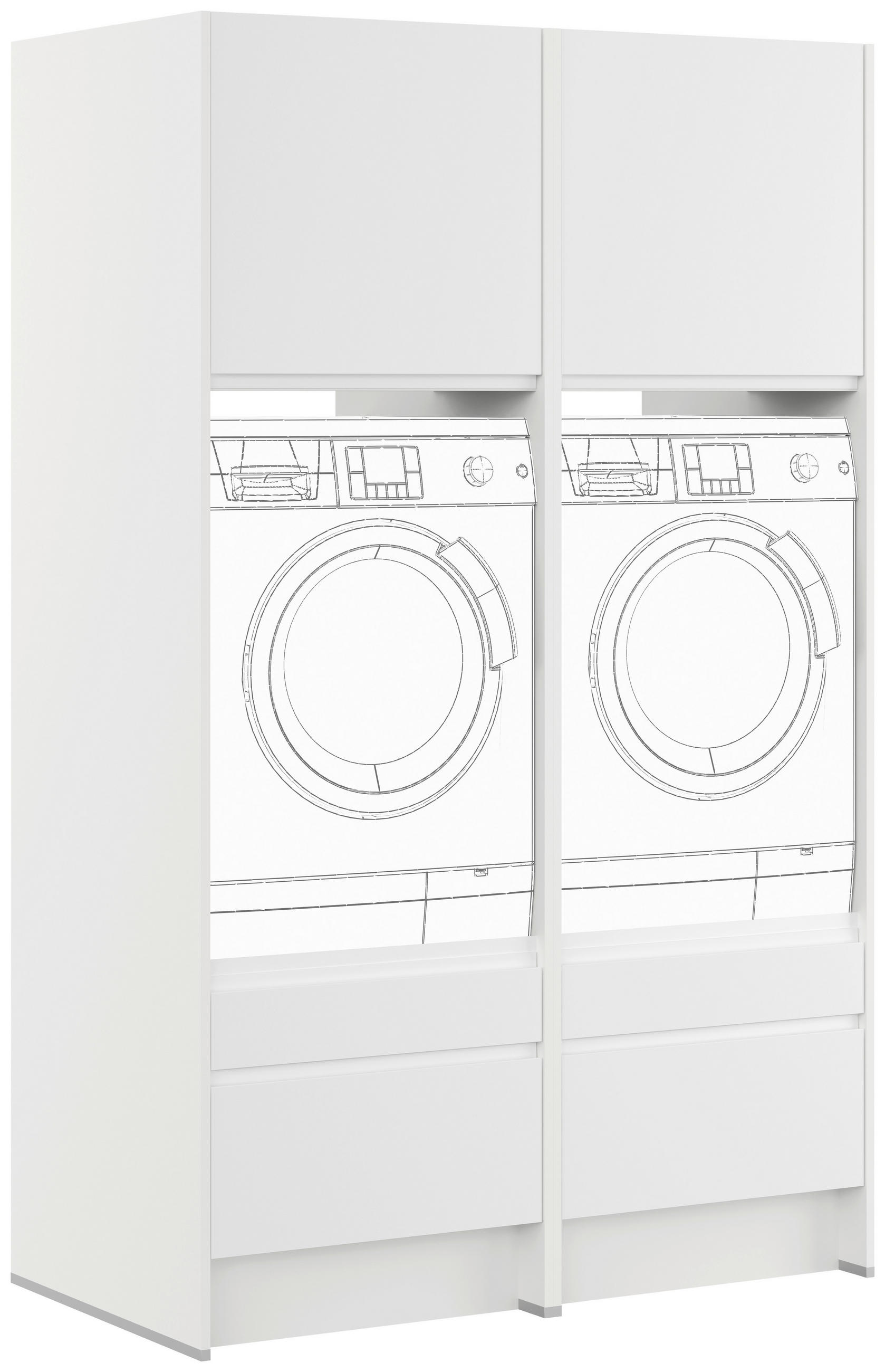 WASCHMASCHINENSCHRANK 126,4/206,2/68,5 cm  in Weiß  - Hellgrau/Weiß, Basics, Holzwerkstoff (126,4/206,2/68,5cm) - Impuls