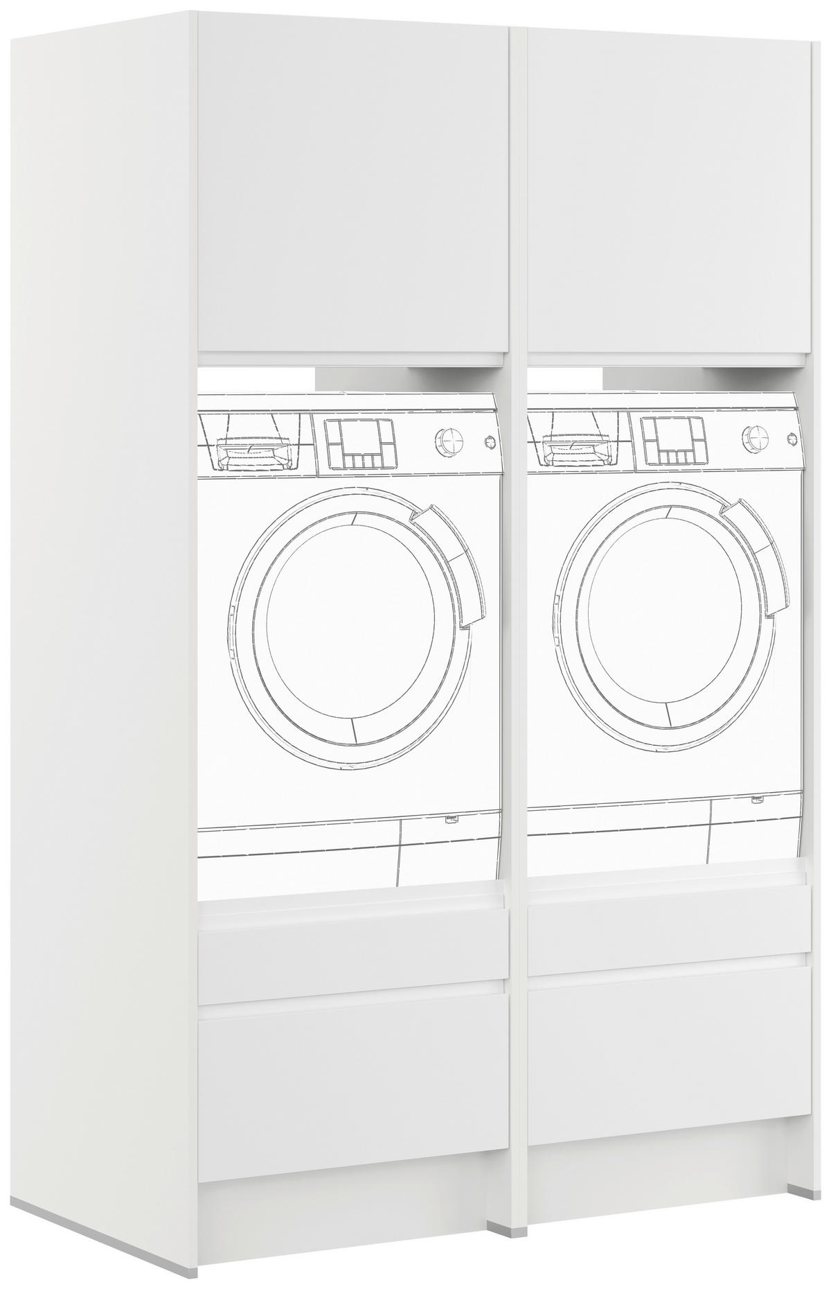 WASCHMASCHINENSCHRANK 126,4/206,2/68,5 cm Weiss  - Weiss/Hellgrau, Basics, Holzwerkstoff (126,4/206,2/68,5cm) - Impuls