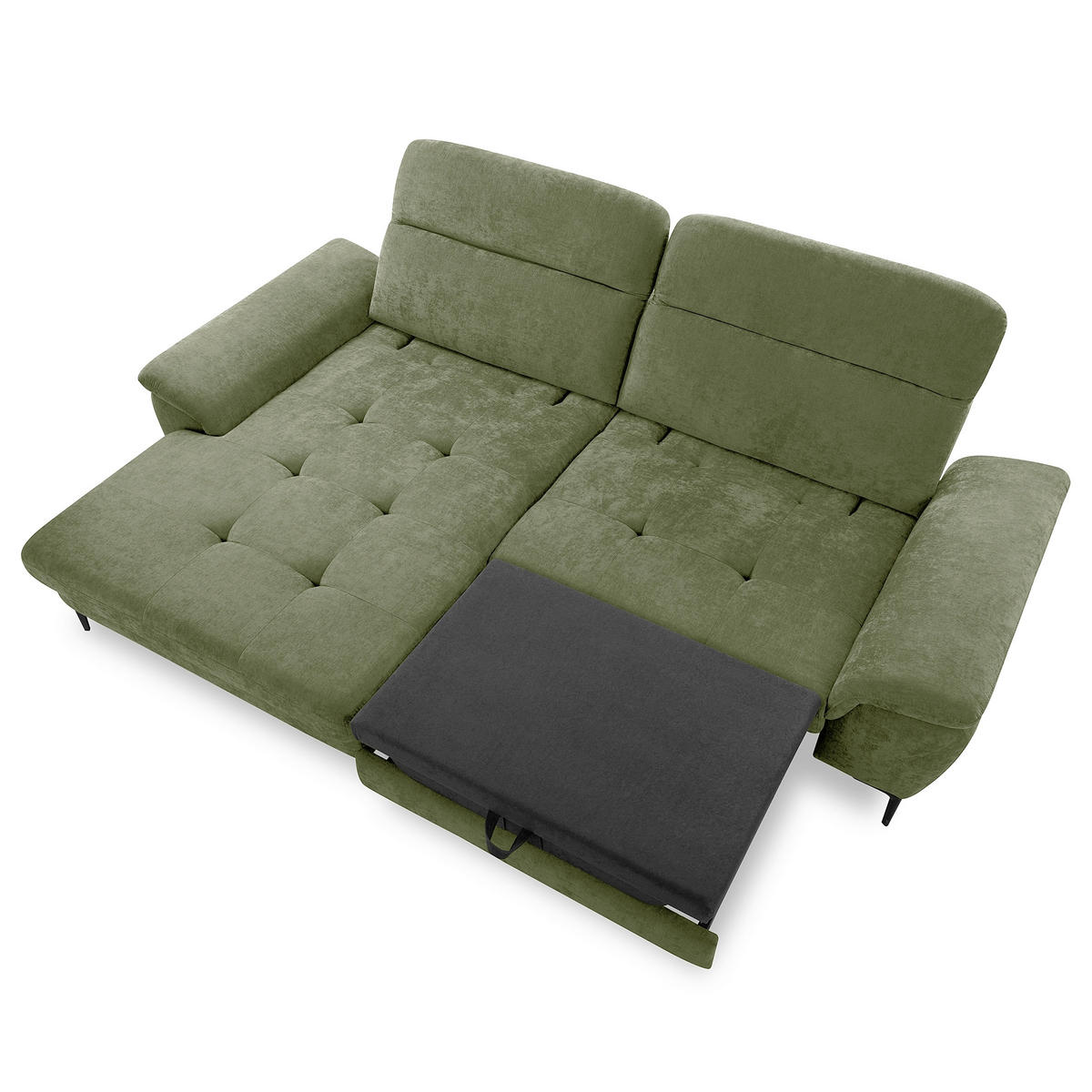 ECKSOFA  Webstoff Grün  - Schwarz/Grün, Design, Textil/Metall (195/268cm) - Livetastic