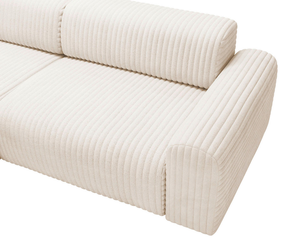 ECKSOFA in Cord Creme  - Creme/Schwarz, Design, Kunststoff/Textil (178/292cm) - Livetastic