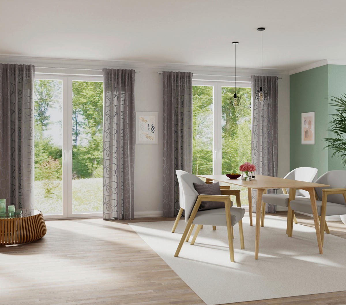 SCHLAUFENVORHANG halbtransparent  - Grau, Basics, Textil (135/245cm) - Fuggerhaus