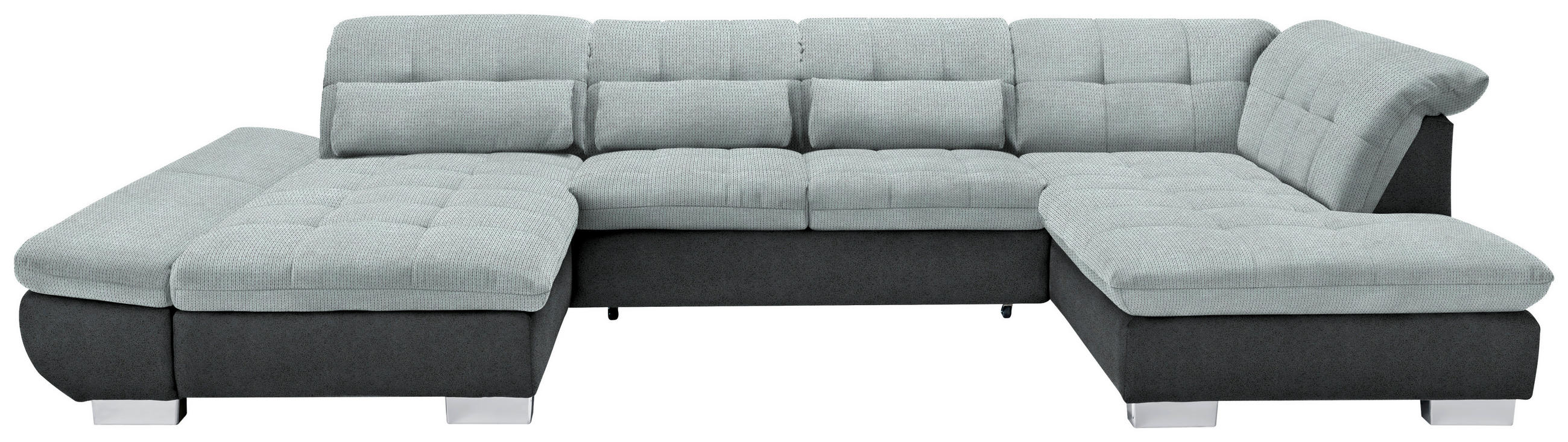 WOHNLANDSCHAFT in Mikrofaser Platinfarben  - Platinfarben/Chromfarben, Design, Kunststoff/Textil (204/350/211cm) - Xora