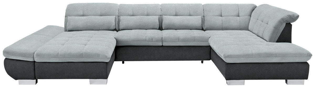 WOHNLANDSCHAFT in Mikrofaser Platinfarben  - Platinfarben/Chromfarben, Design, Kunststoff/Textil (204/350/211cm) - Xora