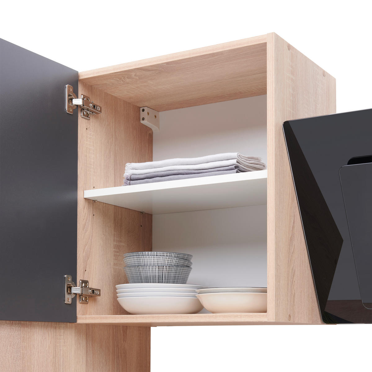 KÜCHENBLOCK 310 cm   in Grau, Eichefarben  - Eichefarben/Grau, Basics, Holzwerkstoff (310cm) - Respekta