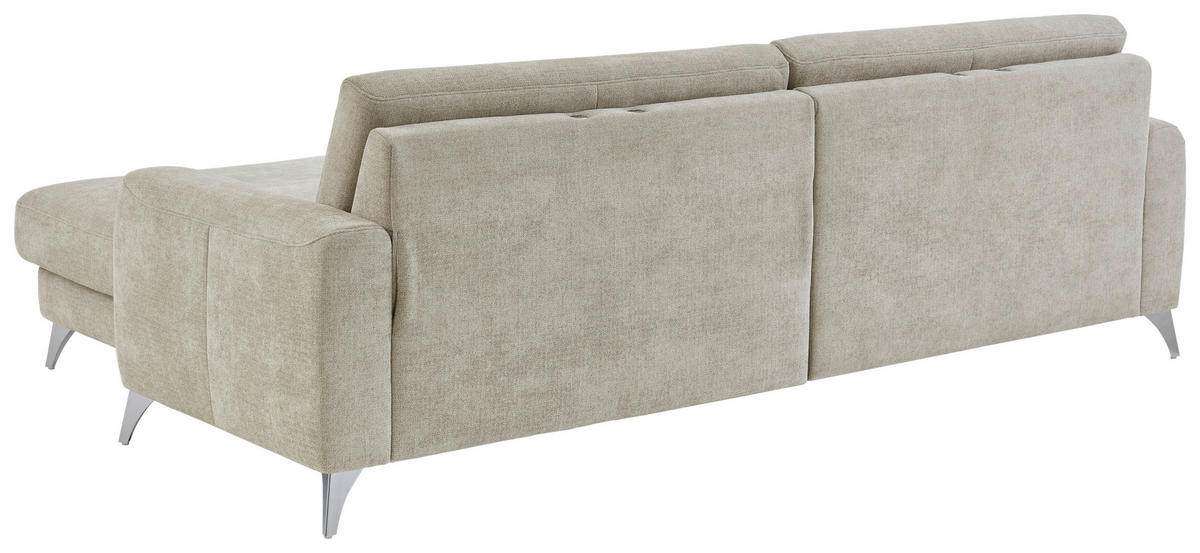 ECKSOFA  Chenille Beige  - Chromfarben/Beige, Design, Textil/Metall (167/222cm) - Beldomo Comfort
