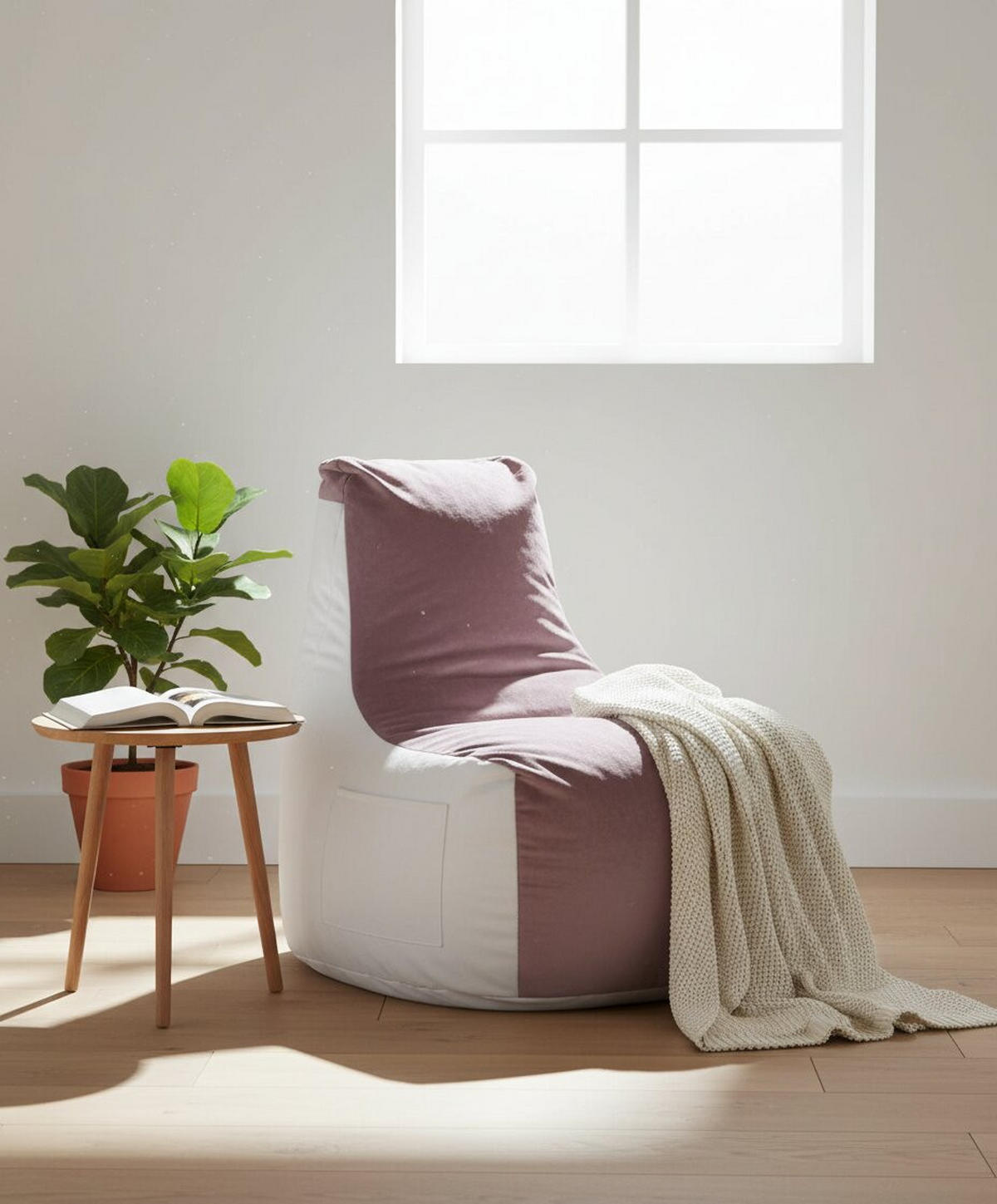 SITZSACK Lederlook, Velours 300 L  - Hellrosa/Weiß, Design, Textil (80/100/85cm) - Boxxx