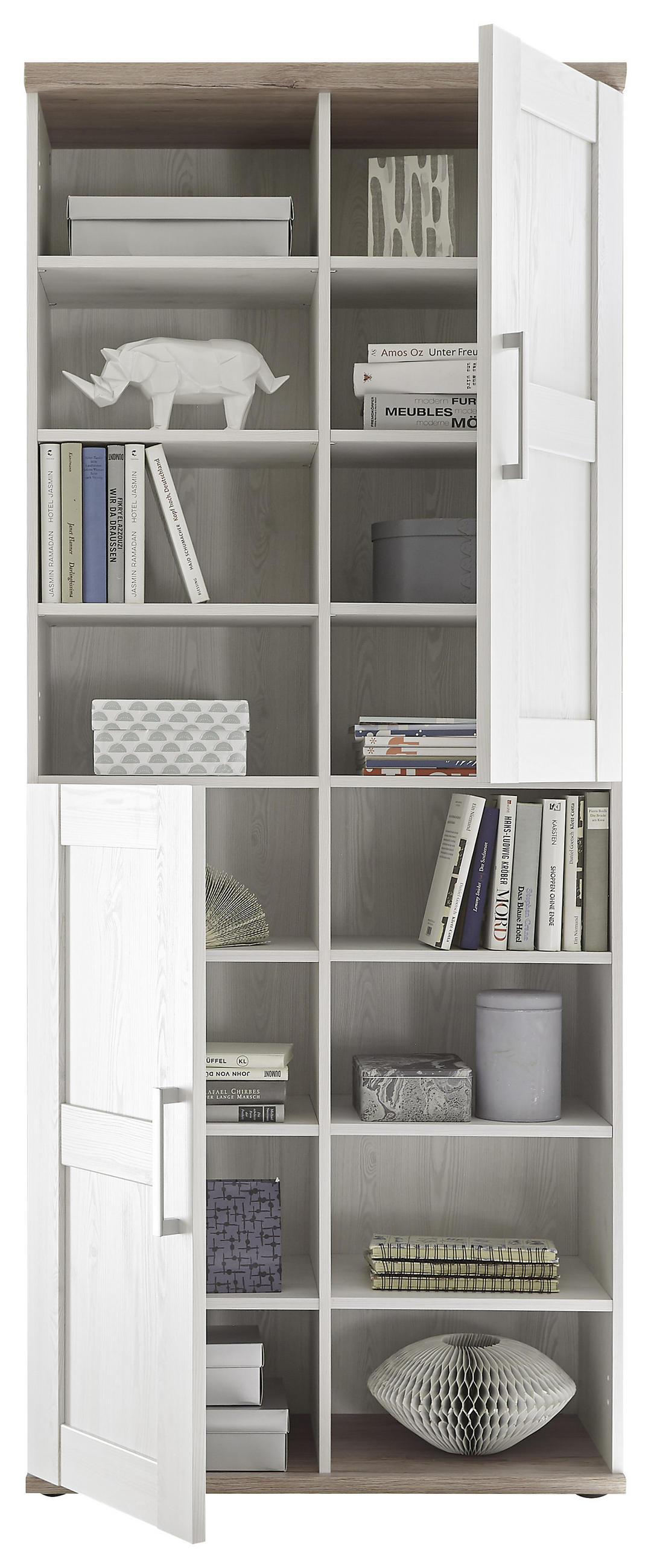 MEHRZWECKSCHRANK 80/191/38 cm  in Weiß, Eichefarben  - Eichefarben/Silberfarben, Design, Holzwerkstoff/Kunststoff (80/191/38cm) - MID.YOU