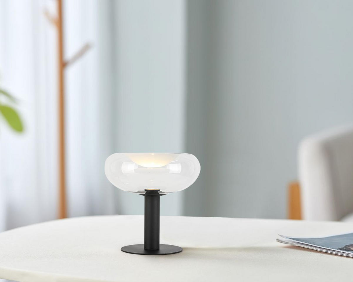 STOLNÍ LAMPA, GU10, 37/37 cm  - černá, Design, kov/sklo (37/37cm) - Dieter Knoll