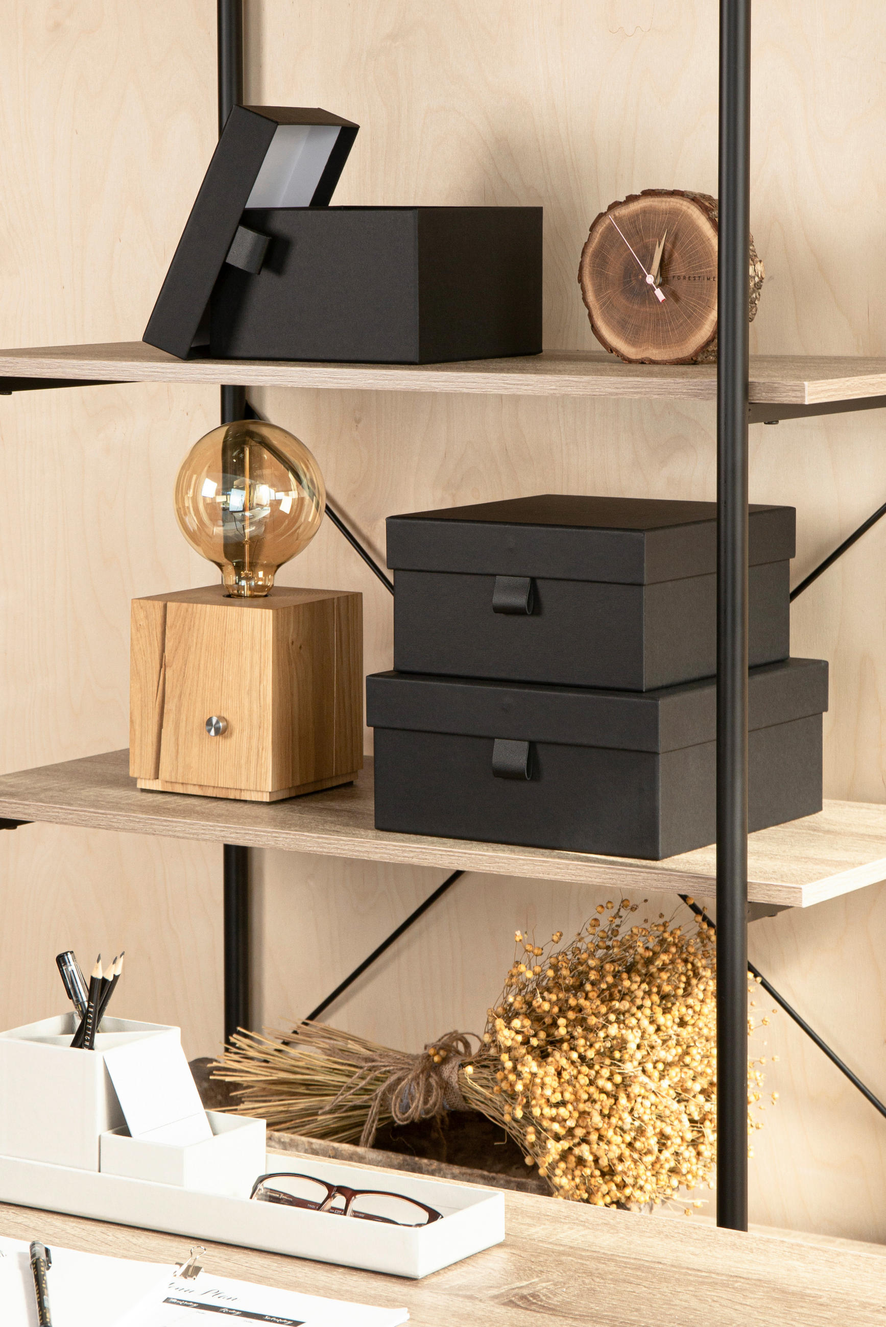 AUFBEWAHRUNGSBOXEN-SET    23/23/12 cm  - Schwarz, Basics, Karton/Papier (23/23/12cm)