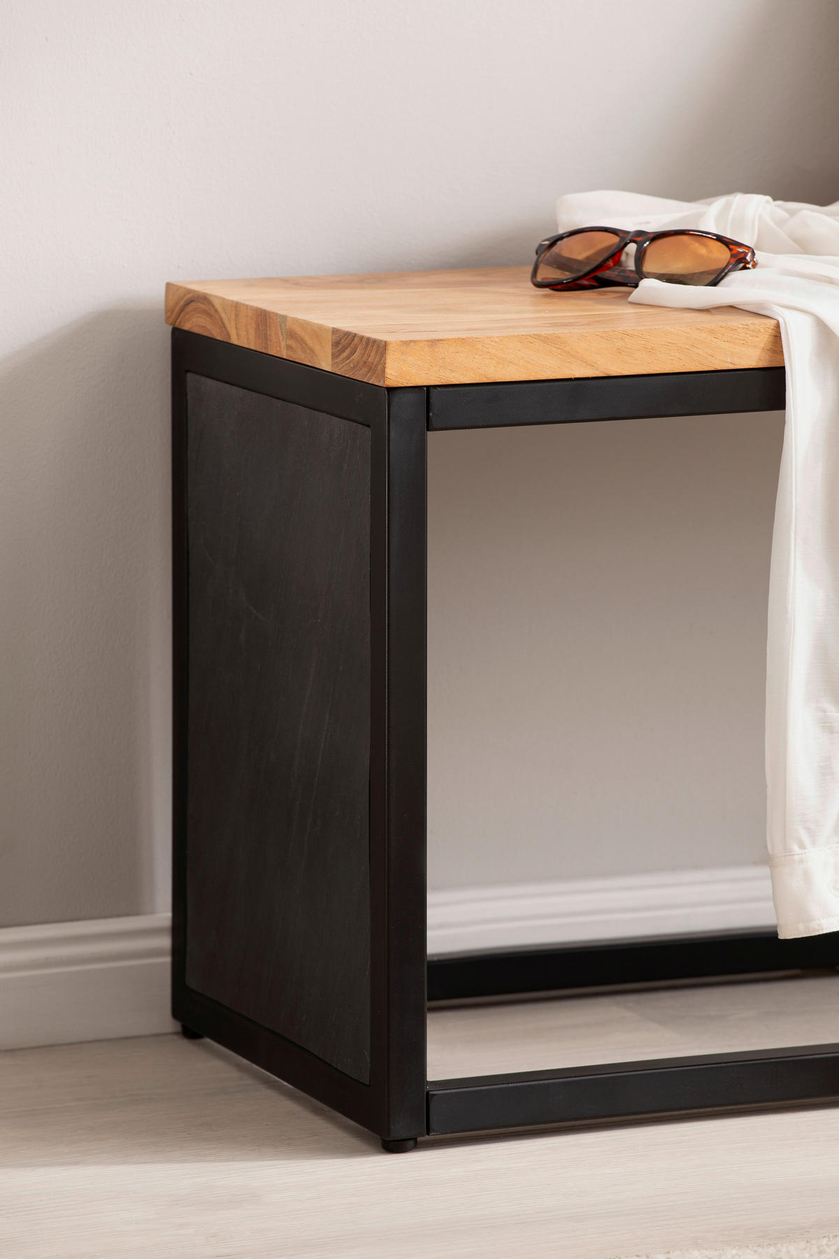 SITZBANK in Holz Schwarz  - Schwarz/Akaziefarben, Lifestyle, Holz/Holzwerkstoff (120/45/35cm) - MID.YOU