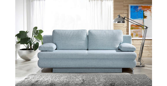 SCHLAFSOFA in Flachgewebe Hellblau - Chromfarben/Hellblau, Design, Textil/Metall (200/91/92cm) - Novel