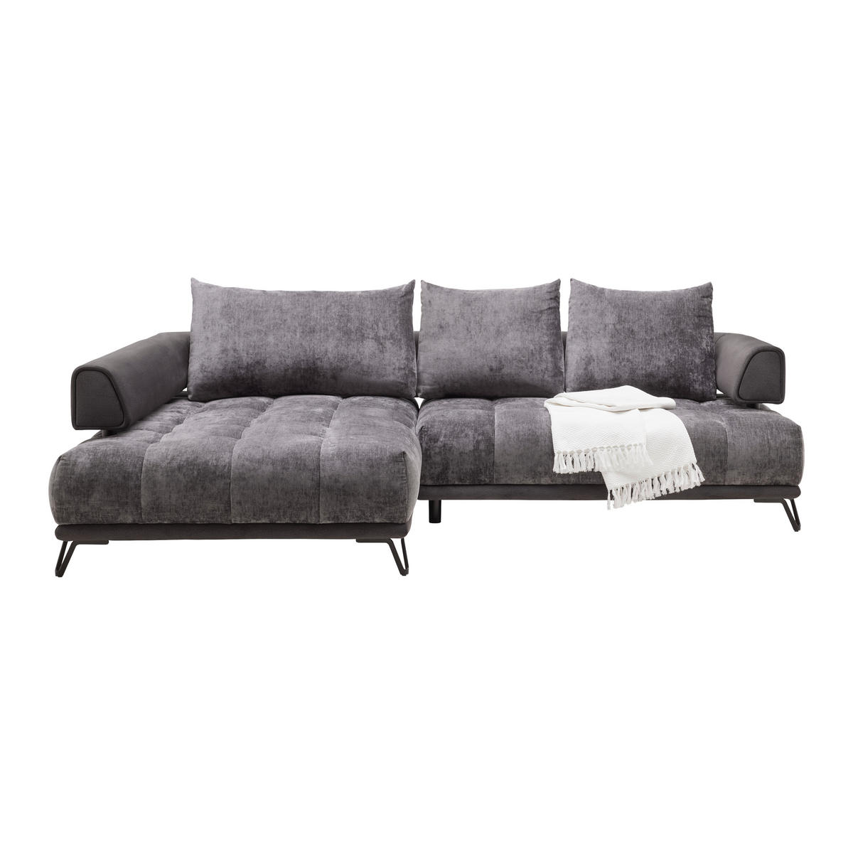 HÖRNSOFFA i grafitfärgad  - grafitfärgad/svart, Modern, metall/textil (184/262cm) - MID.YOU