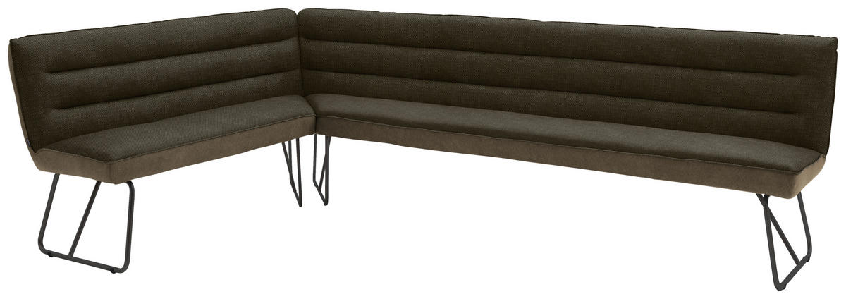 ECKBANK 174/274 cm  in Braun, Schwarz, Dunkelbraun  - Dunkelbraun/Schwarz, Design, Textil/Metall (174/274cm) - Dieter Knoll