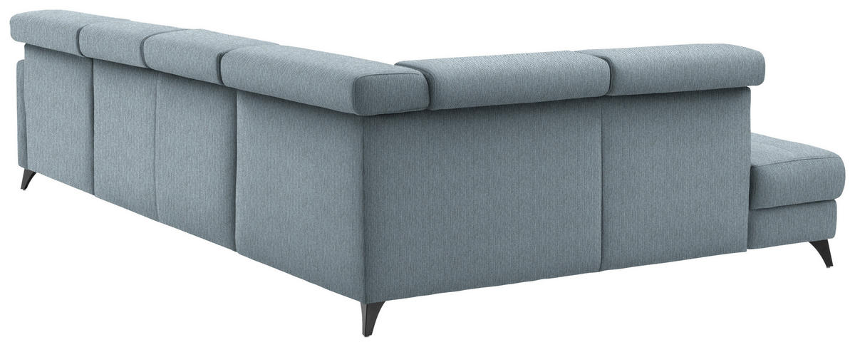 WOHNLANDSCHAFT Flachgewebe Hellblau  - Schwarz/Hellblau, Konventionell, Textil/Metall (215/333/174cm) - Beldomo System