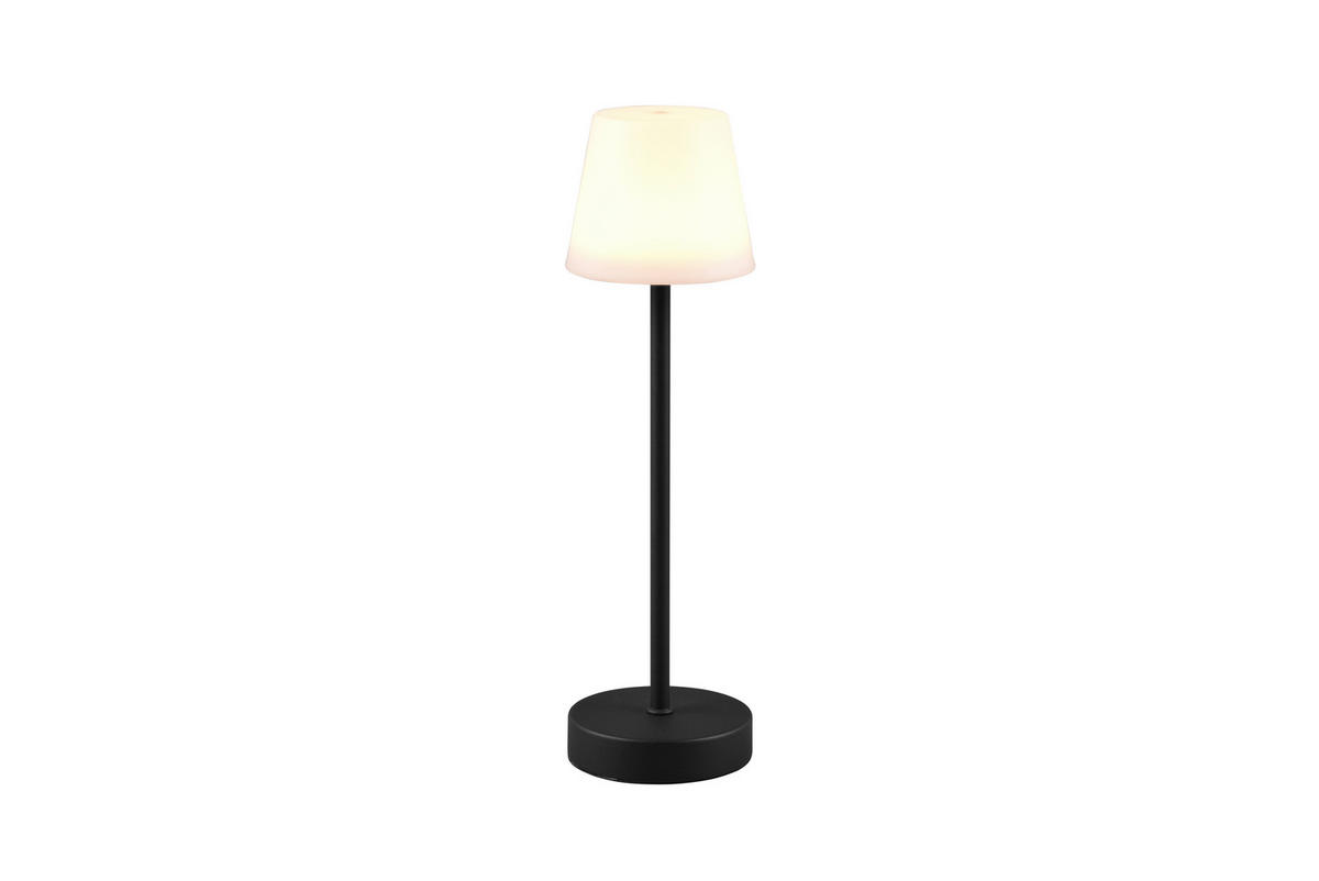 STOLNÍ LAMPA NA BATERIE, tlačítkový spínač, 11,00/39,00 cm  - bílá/černá, Konvenční, kov/plast (11,00/39,00cm)