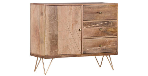 KOMMODE in 105/88/43 cm - Goldfarben/Naturfarben, Design, Holz/Metall (105/88/43cm) - Landscape