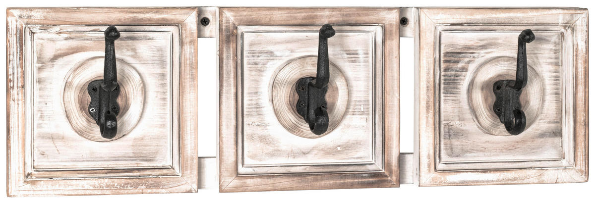 GARDEROBENLEISTE  in Tanne massiv Schwarz, Weiß, Hellbraun  - Hellbraun/Schwarz, Trend, Holz/Metall (58/18/9cm)