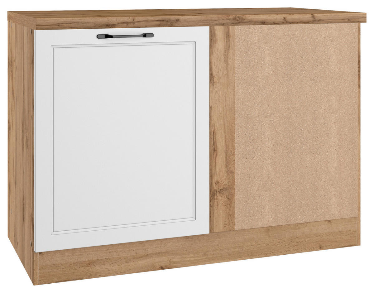 ECKUNTERSCHRANK 120/86/60 cm  in Weiß, Eiche Wotan  - Eiche Wotan/Schwarz, LIFESTYLE, Holzwerkstoff/Metall (120/86/60cm) - Held