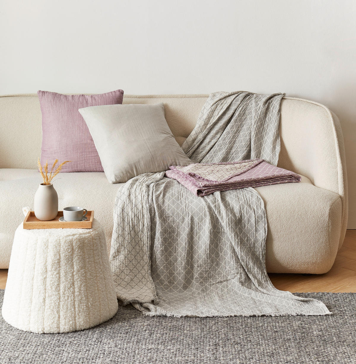 WOHNDECKE Musa 150/200 cm  - Naturfarben/Grau, KONVENTIONELL, Textil (150/200cm) - Ambiente