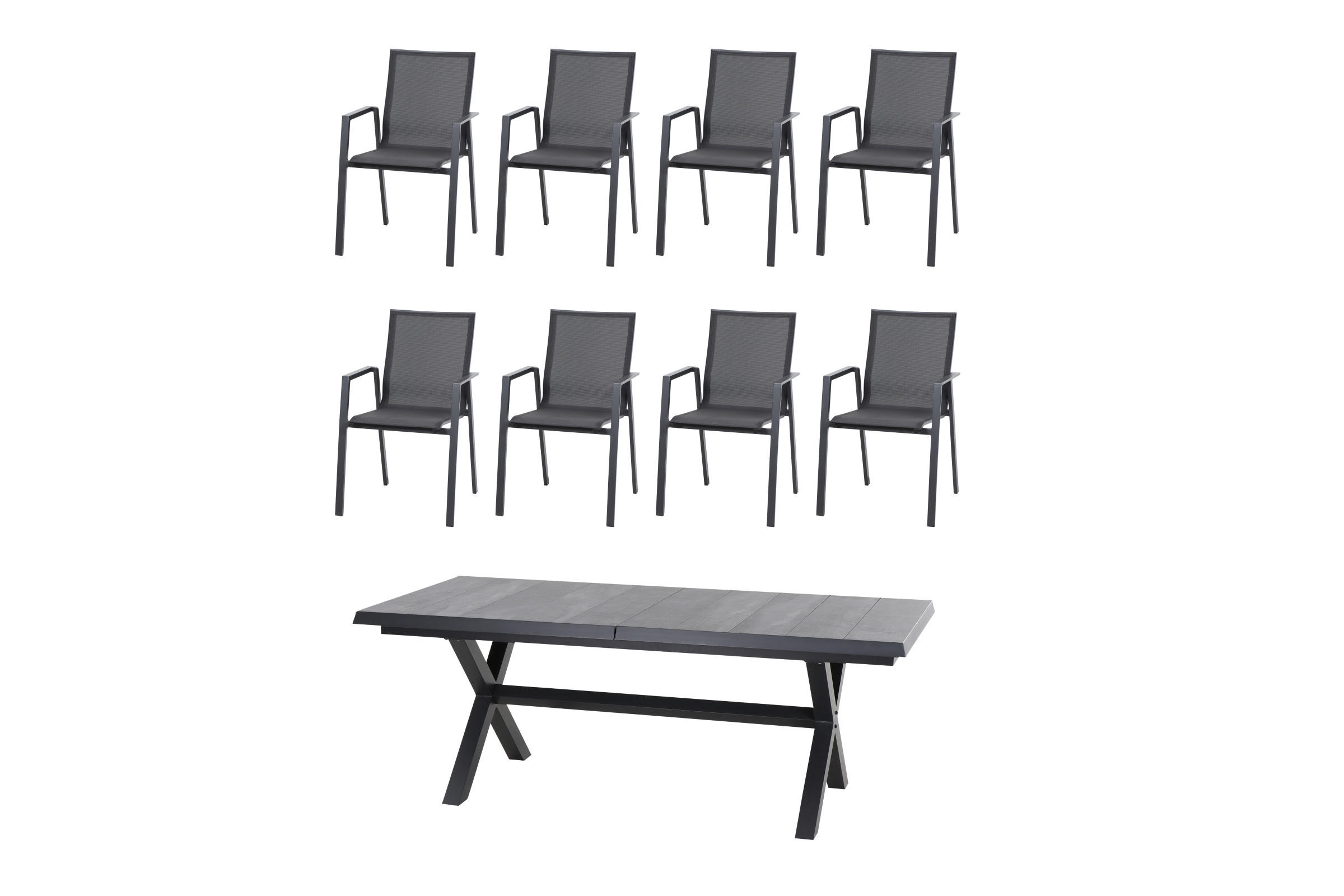 GARTENTISCHGRUPPE Aluminium  - Anthrazit, MODERN, Keramik/Kunststoff (100/88/260cm) - Siena Garden