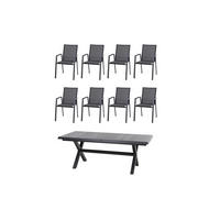 GARTENTISCHGRUPPE Aluminium  - Anthrazit, MODERN, Keramik/Kunststoff (100/88/260cm) - Siena Garden