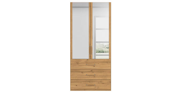 DREHTÜRENSCHRANK in Eichefarben - Eichefarben, Design, Glas/Holzwerkstoff (101/223/60cm) - Novel