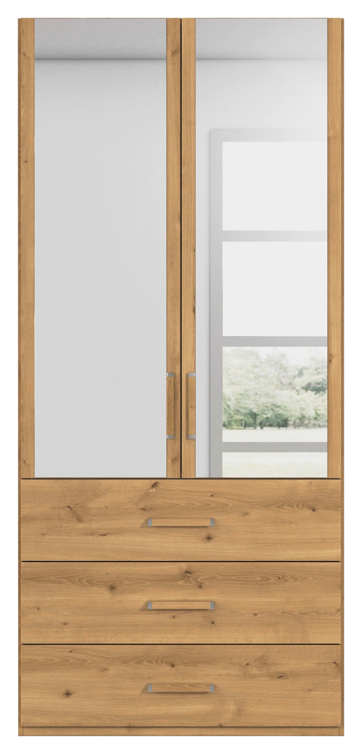 DREHTÜRENSCHRANK 101/223/60 cm 2-türig Eichefarben  - Eichefarben, Design, Glas/Holzwerkstoff (101/223/60cm) - Novel