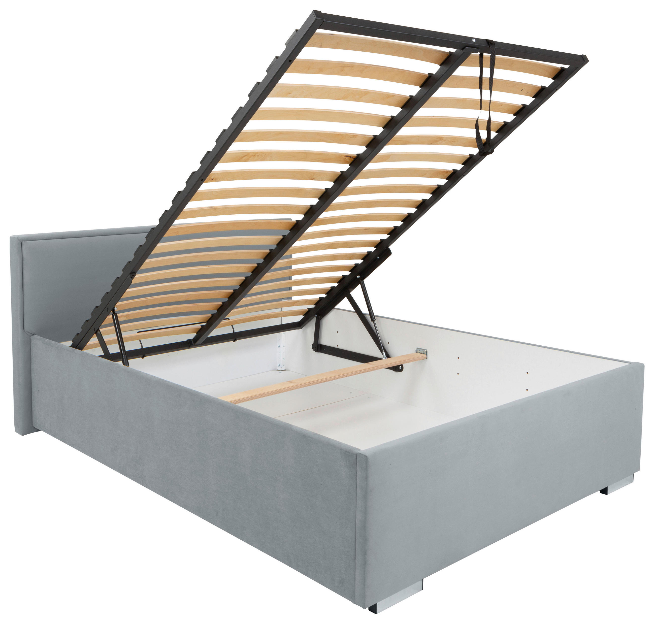 ČALÚNENÁ POSTEĽ, 120/200 cm, sivá - sivá/chrómová, Modern, kov/drevo (120/200cm) - MID.YOU