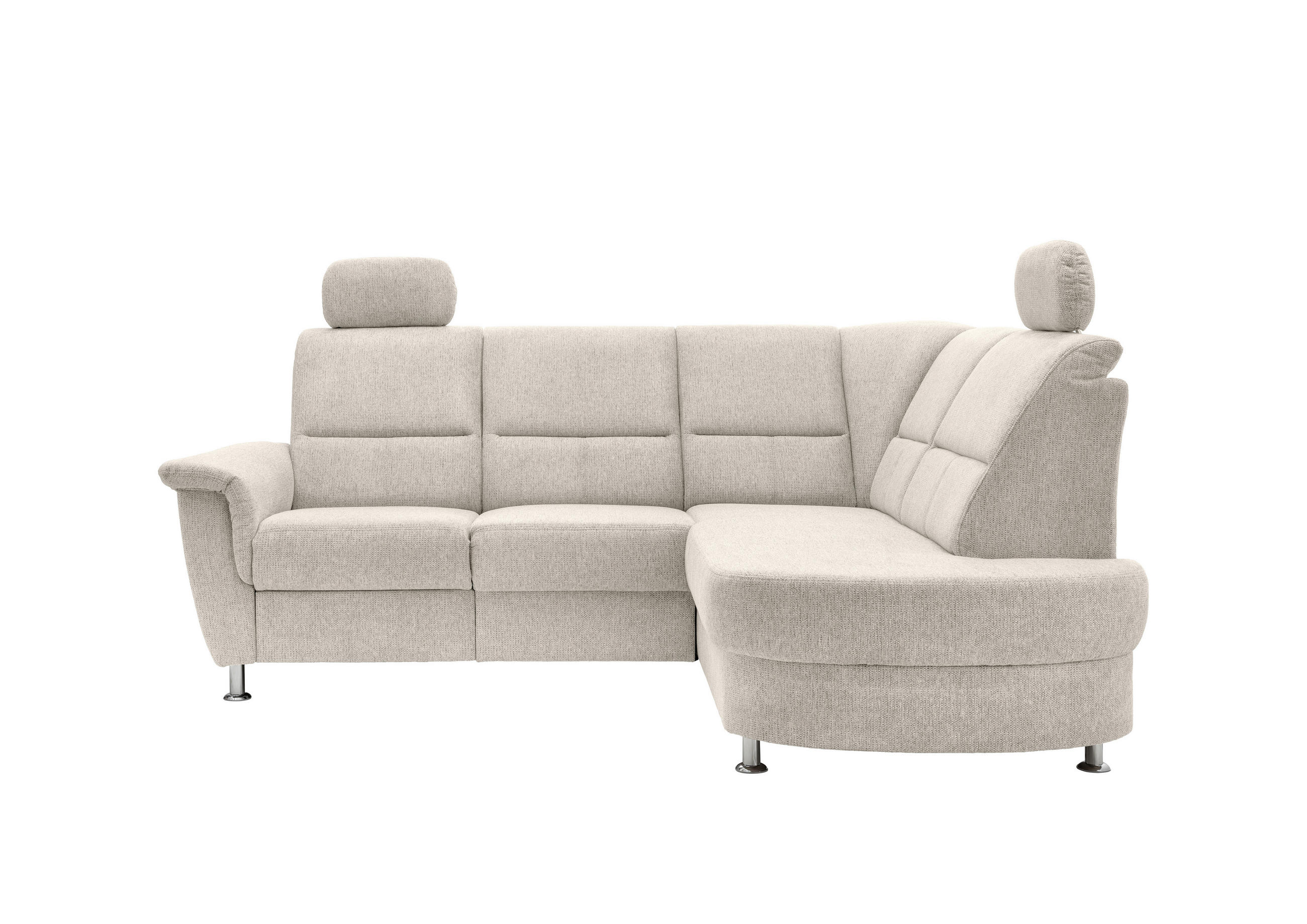 ECKSOFA Beige Chenille  - Chromfarben/Beige, KONVENTIONELL, Textil/Metall (231/184cm) - Livetastic