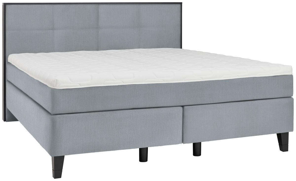 BOXSPRINGBETT 200/200 cm  in Pastellblau  - Pastellblau/Schwarz, Design, Holz/Textil (200/200cm) - Hom`in