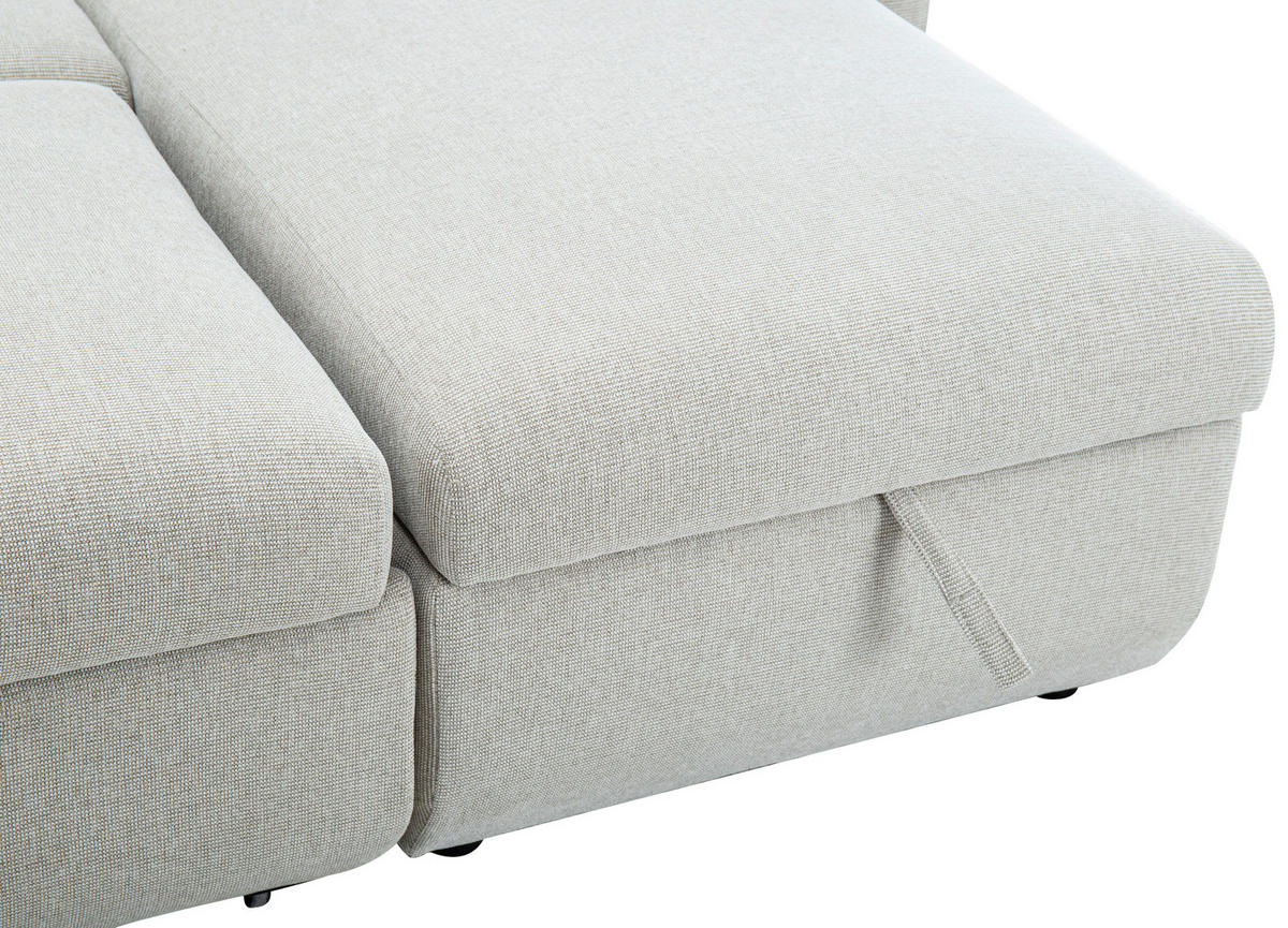 ECKSOFA Leinenoptik Beige  - Beige/Schwarz, Design, Kunststoff/Textil (152,5/225,5cm) - Livetastic