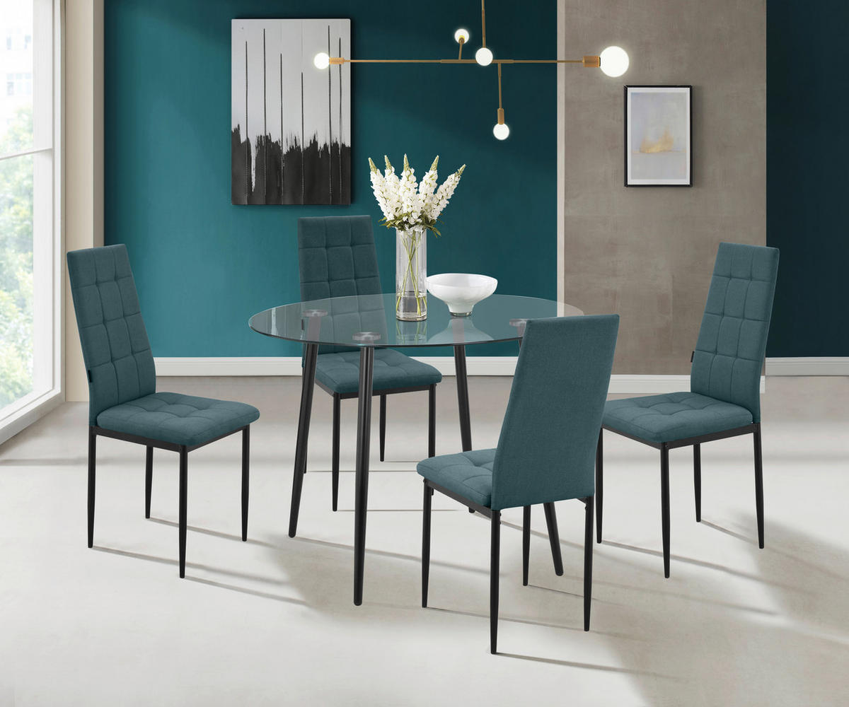 STUHL-SET Webstoff Dunkelgrün  - Dunkelgrün/Schwarz, Design, Textil/Metall (42/98/53cm) - MID.YOU