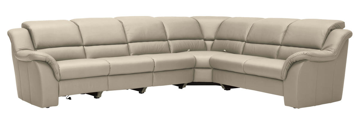 ECKSOFA  in Echtleder Seidengrau  324/260 cm  - Chromfarben/Seidengrau, KONVENTIONELL, Leder/Kunststoff (324/260cm) - Cantus